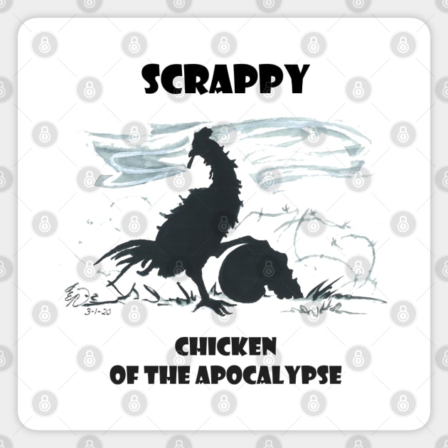 Scrappy, Chicken of the Apocalypse Sticker by ardenellennixon